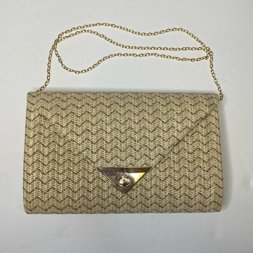 Gold & Beige Woven Crossbody Bag NWOT